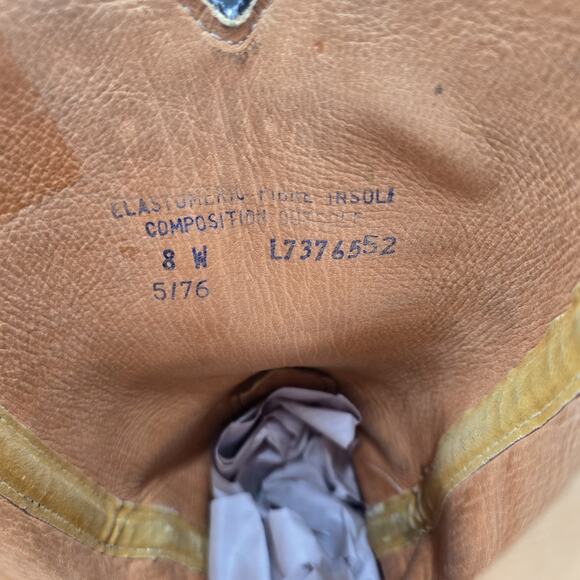 Vintage Mens Cowboy Boots Black Leather sz 8 W Biltrite Metal Tip Pointed Toe - Picture 8 of 8